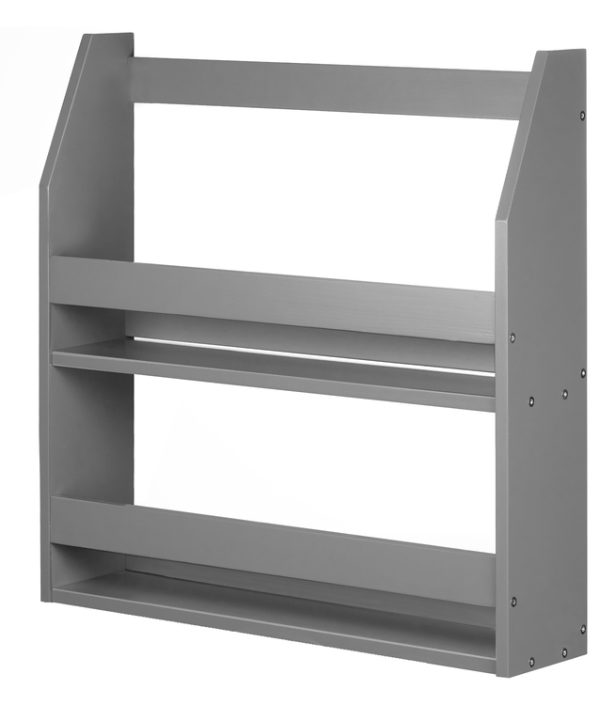 Grå bokhylla till barnrummet