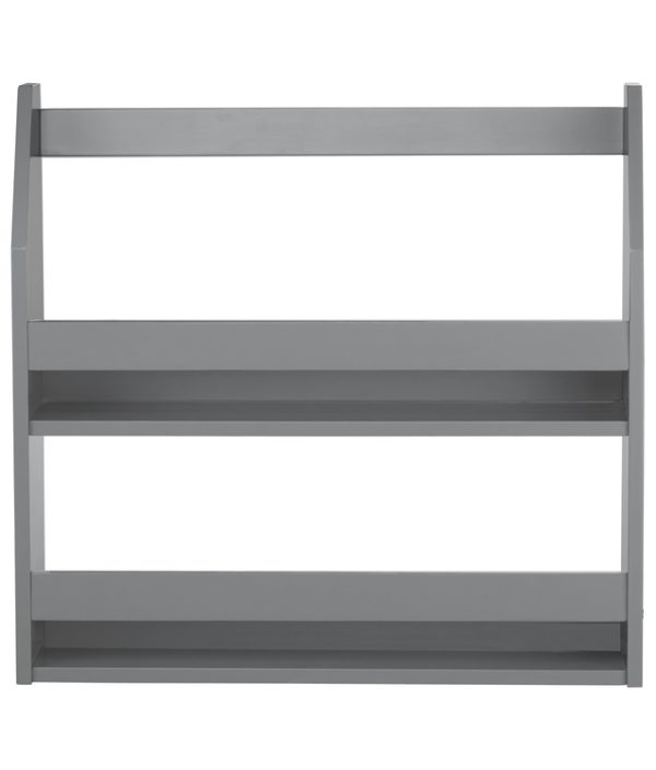 Grå bokhylla till barnrummet