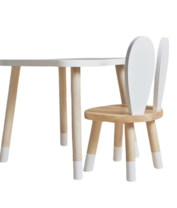 Vit/natur möbelset till barn, bord och stol