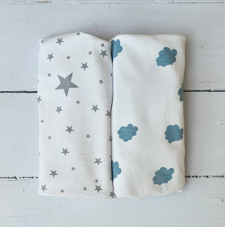 Dra-på-lakan vagn/vagga , 2-pack , Stars&Clouds , Pink No More - Bild 3