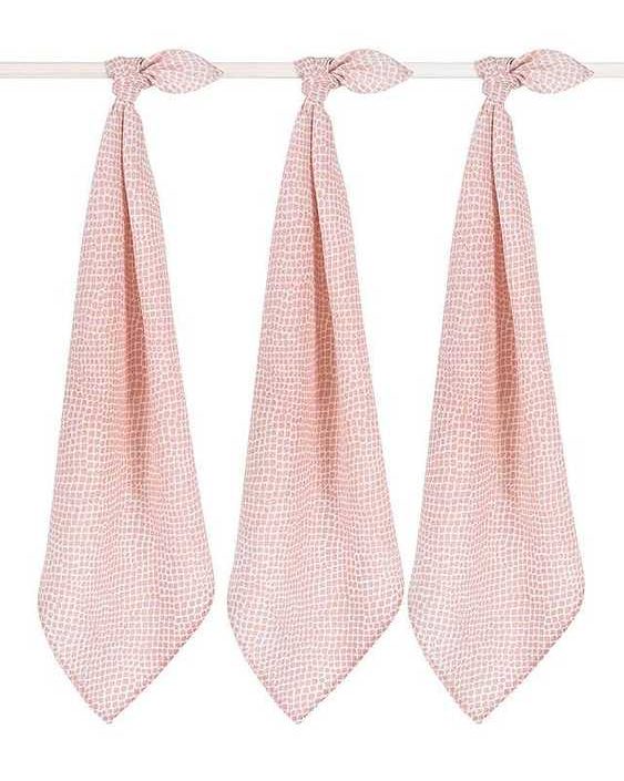 Jollein, snuttefilt snake pale pink 70x70 cm, 3-pack