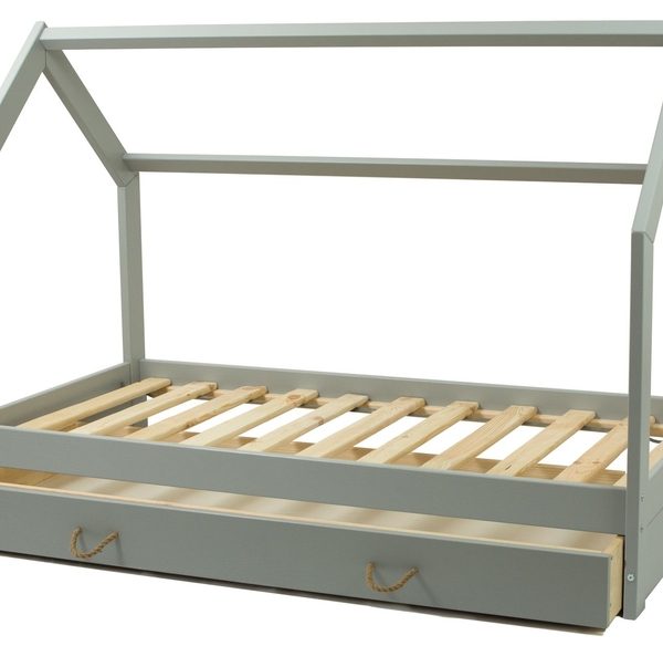 Grå hussäng 80x160 till barnrummet med förvaringslåda