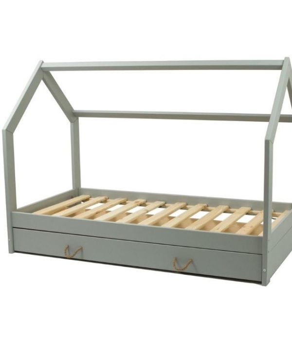 Grå hussäng 80x160 till barnrummet med förvaringslåda