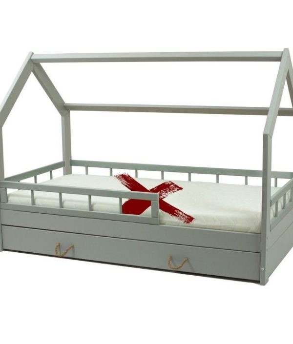 Grå hussäng med skydd 80x160 och förvaringslåda