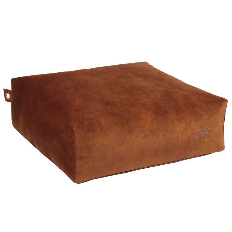 Fayne, sittpuff premium square velvet, toffee