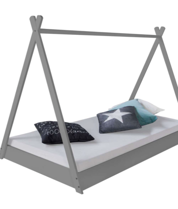 Grå hussäng tipi med gardin 90x200