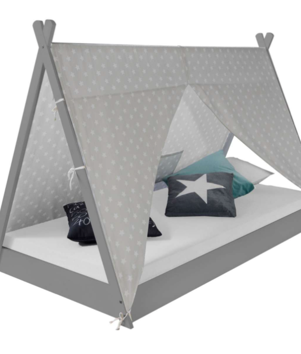 Grå hussäng tipi med gardin 90x200