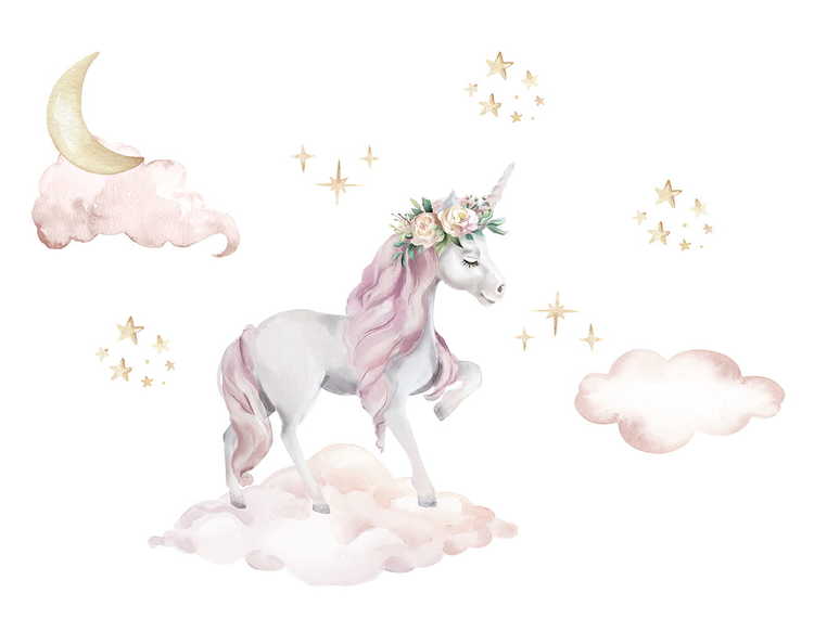 Stor enhörning väggklistermärken, väggdekoration