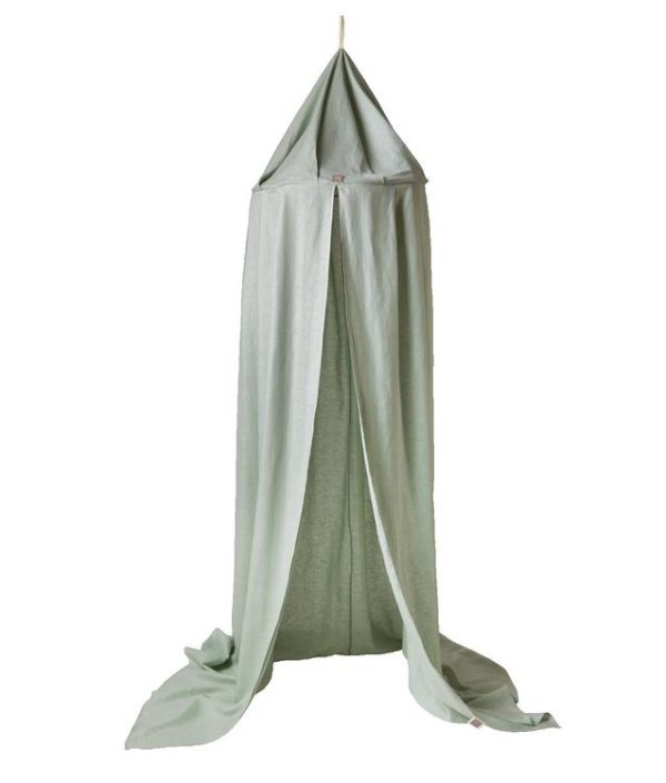 Ng Baby, Sage green sänghimmel till barnrum med ljusslinga