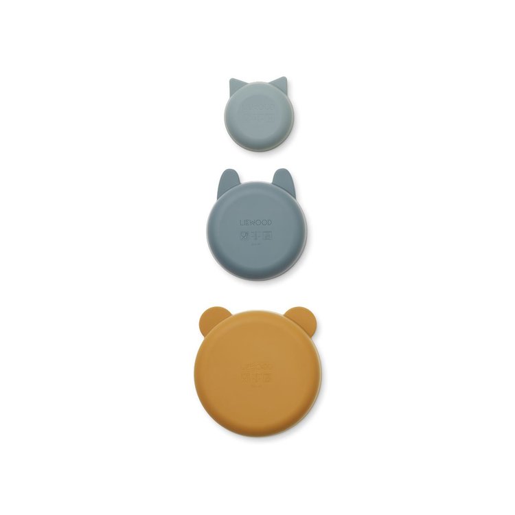 Liewood, 3-pack silikon snack skål för barn, Eddie golden caramel - Bild 3