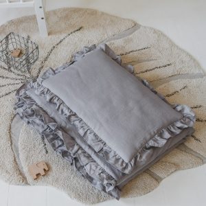 Lamps&Company, Grå linne bäddset 100x135 cm med fyllning, spjälsäng