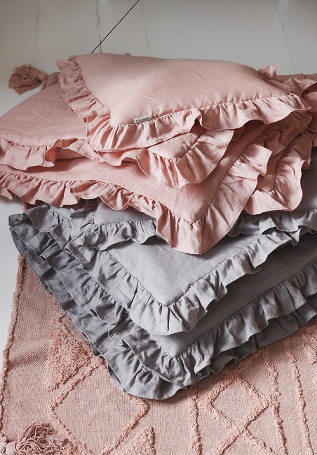 Lamps&Company, Grå linne bäddset 100x135 cm med fyllning, spjälsäng