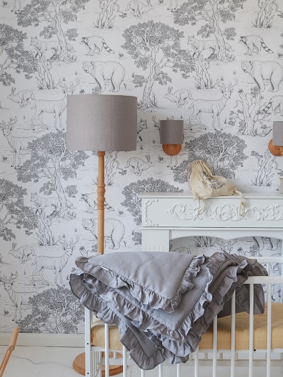 Lamps&Company, Grå linne bäddset 100x135 cm med fyllning, spjälsäng - Bild 4