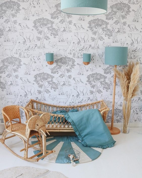 Lamps&Company, Bordslampa till barnrummet, blå linne