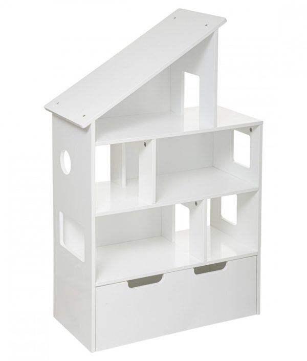 Bokhylla med förvaringslåda, vit hus