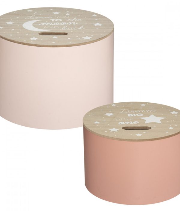 Rosa förvaringsbord till barnrummet, 2-pack