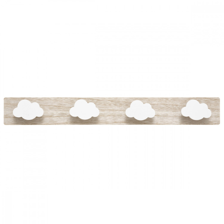 Hängare krokbräda vita moln trä