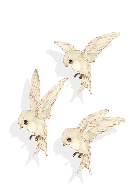 Mrs Mighetto, väggklistermärke 3-pack Oh Birdie Fly!