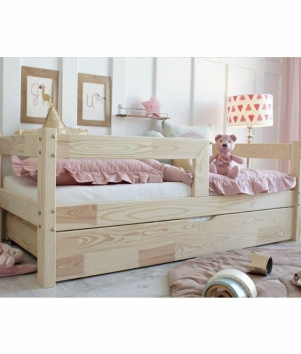 Barnsäng Sofia med stödbräda och förvaringslåda