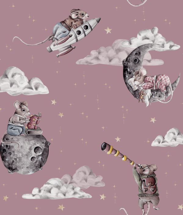 Dekorillo, tapet Little mouse pink