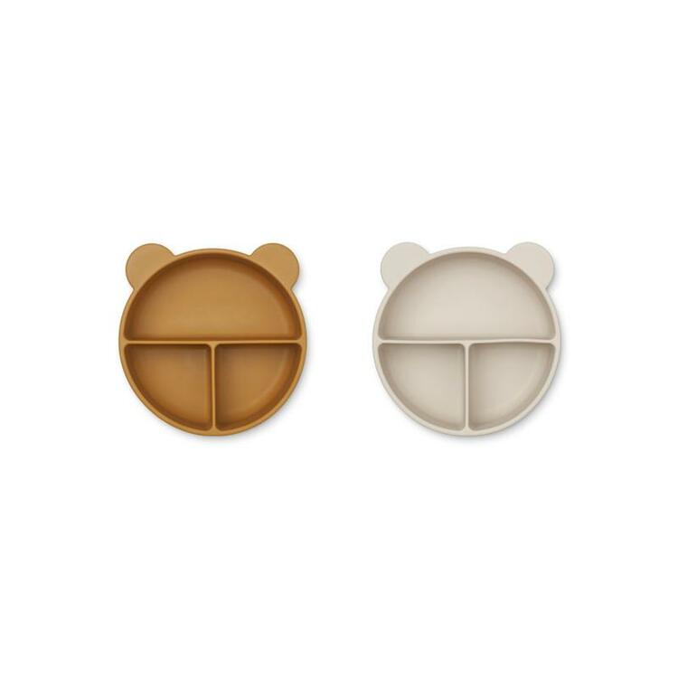 Liewood, Connie 2-pack silikonskål med fack, Golden caramel mix - Bild 2