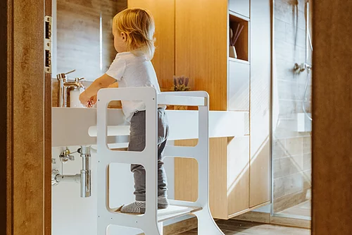 Duck Woodworks, Hjälpa till pall, vit/natur - Bild 3