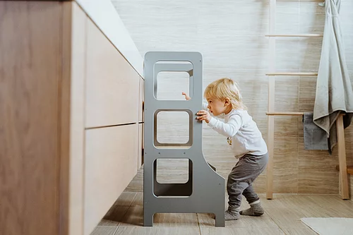 Duck Woodworks, Hjälpa till pall, grå/natur