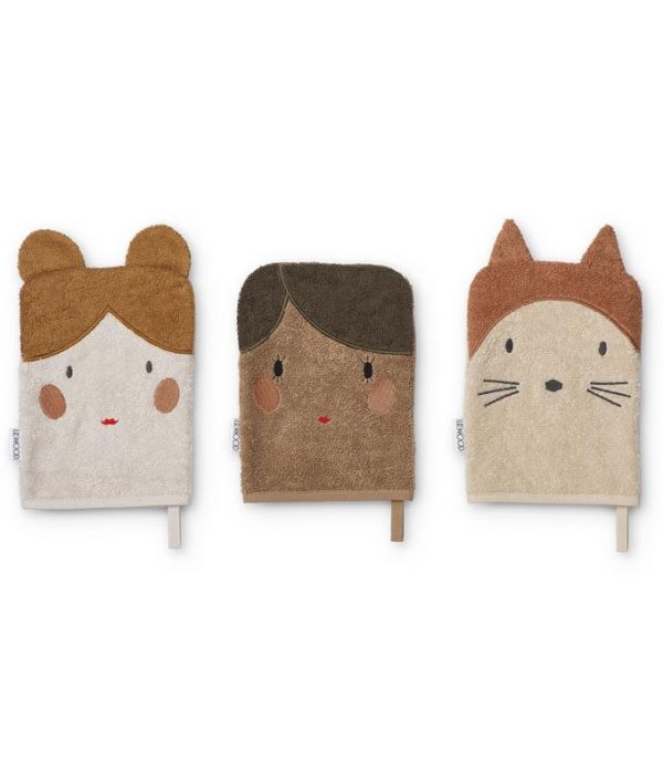 Liewood tvättlappar 3-pack Sylvester, Doll/sandy Mix