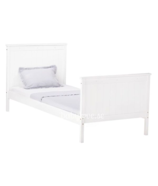 Vit enkelsäng med gavel - 90x200