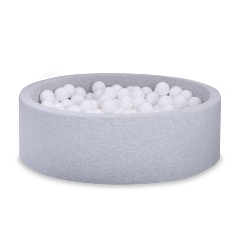 Ljusgrå bollhav BASIC, 90x30 med vita bollar