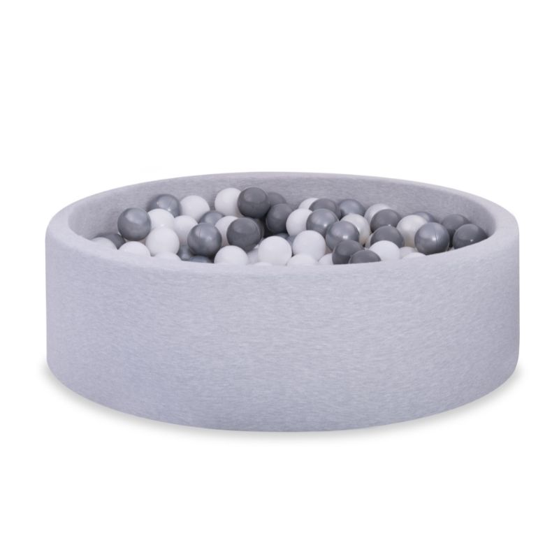 Ljusgrå bollhav BASIC, 90x30 med bollar (vit, pearl, grå, silver)