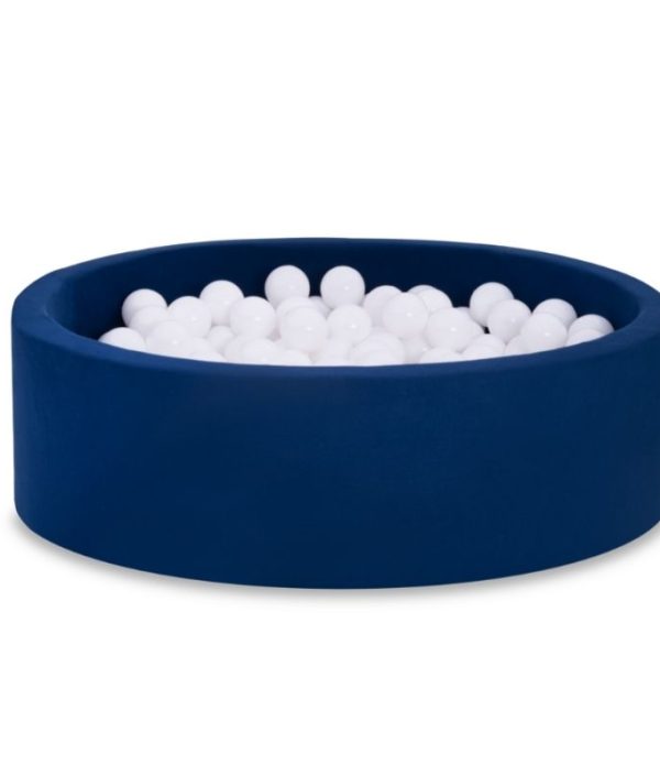 Mörkblå bollhav BASIC, 90x30 med vita bollar