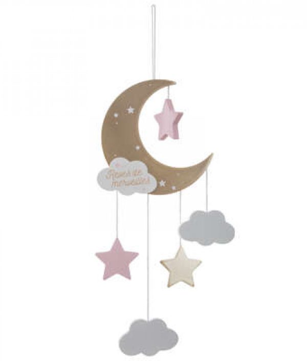 Väggdekoration guld/rosa måne