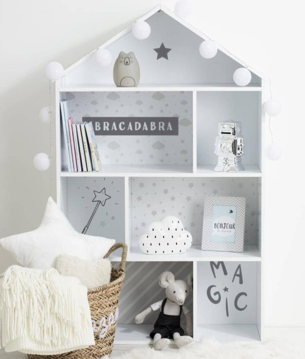 Dockhus hushylla, vit/grå