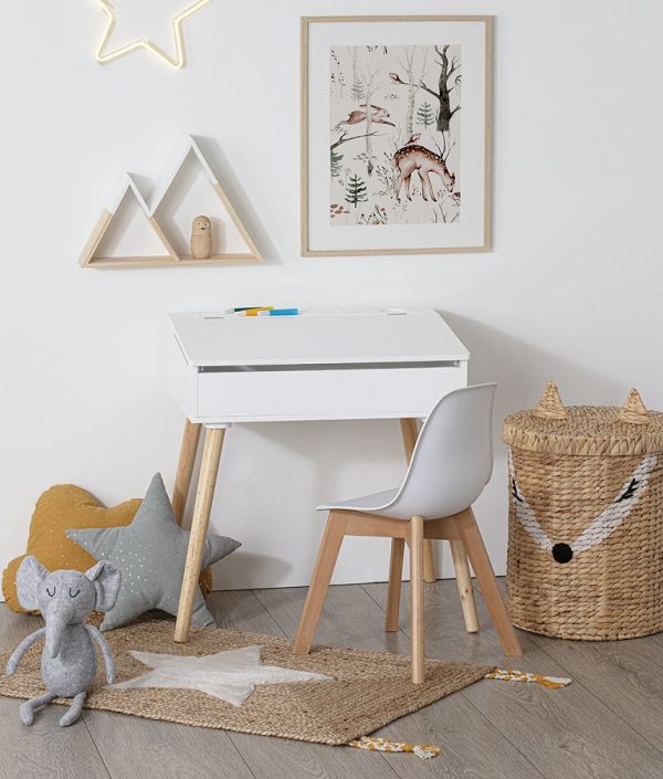 Skrivbord med förvaring, vit