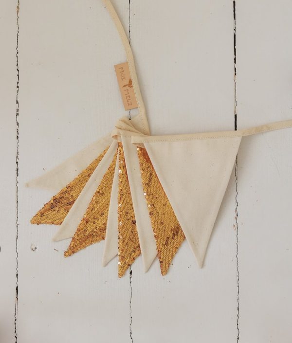 Moi Mili, vimpel med paljetter, guld/beige