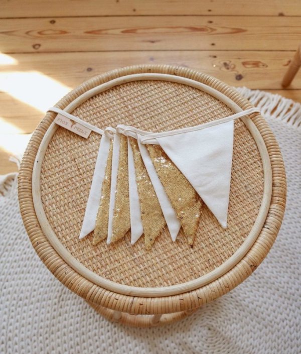 Moi Mili, vimpel med paljetter, guld/beige