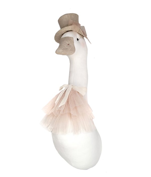 Väggdekoration cream gås med hatt