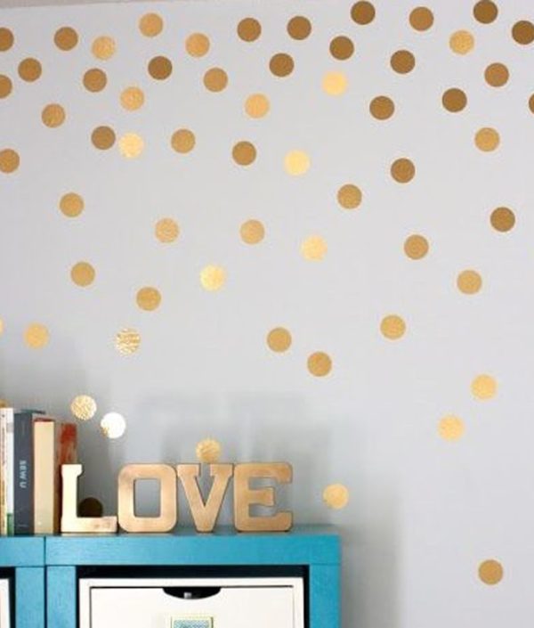 Väggklistermärken guld prickar 56/80 st