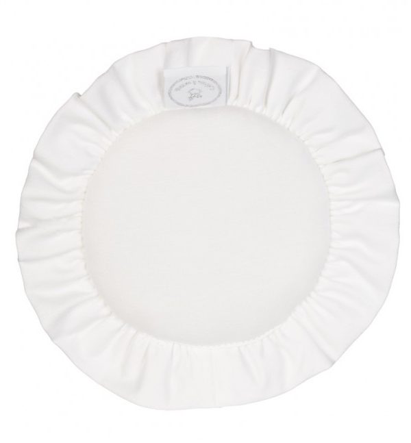 Vit rund matta med volang till dockhuset, Cotton&Sweets