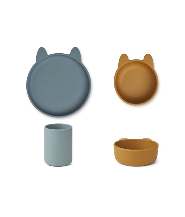 Liewood, Cyrus silikon matset 3 delar, Rabbit blue multi mix