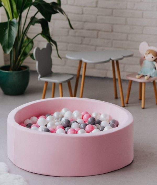 Rosa bollhav BASIC, 90x30 med bollar (grå,rosa,pearl,vit)