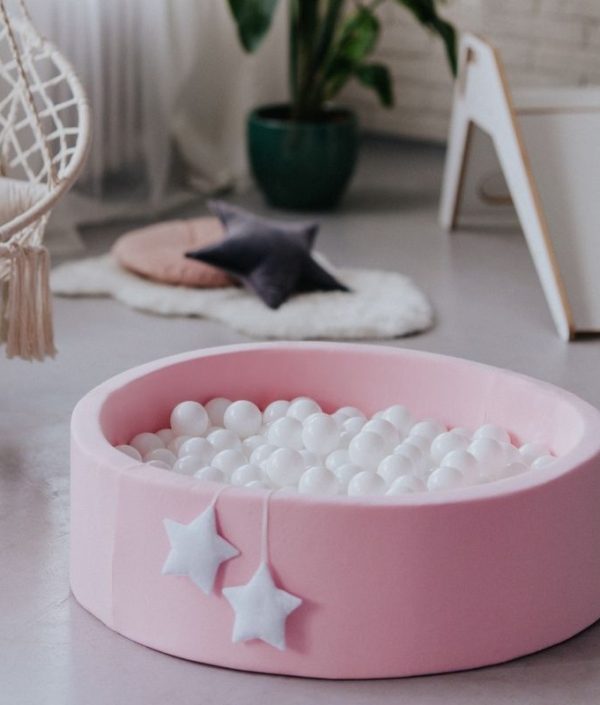 Rosa bollhav BASIC, 90x30 med vita bollar