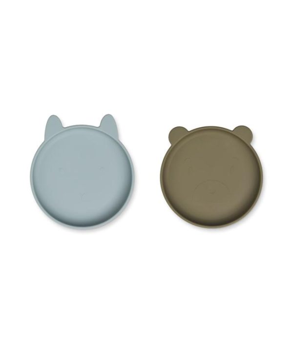 Liewood, Olivia silikontallrik 2-pack, Blue fog/khaki mix