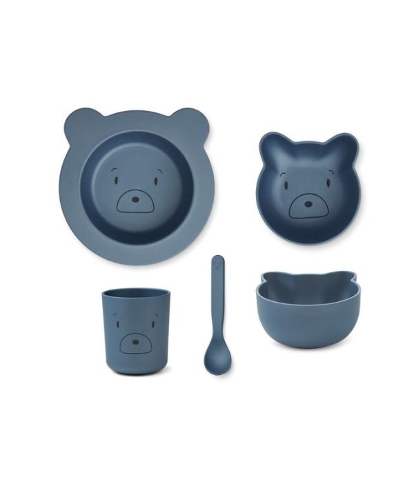 Liewood, Joana matset 4 delar, Mr Bear stormy blue