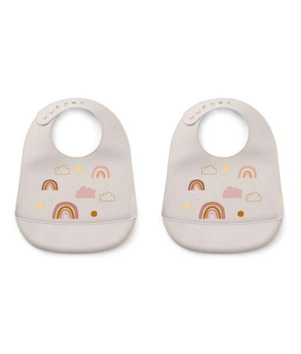 Liewood, Tilda Silikon haklapp 2-pack, Rainbow love sandy