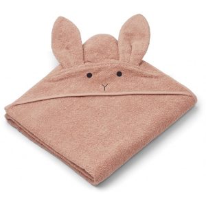 Liewood handduk med huva, Augusta Rabbit dusty coral