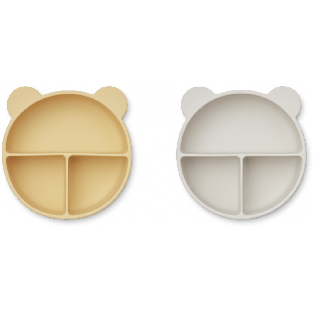 Liewood, Connie 2-pack silikonskål med fack, Jojoba sea shell mix