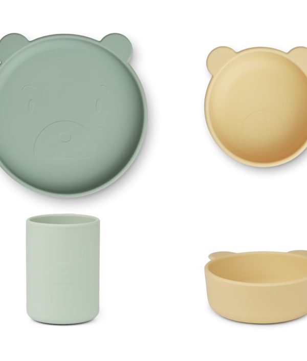 Liewood, Cyrus silikon matset 3 delar, Mr Bear dusty mint mix