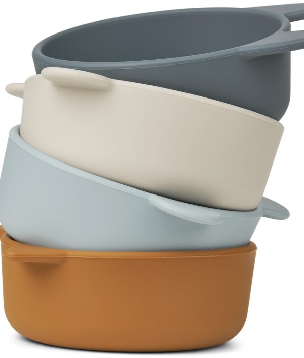 Liewood, 4-pack silikon snack skål, Iggy Whale Blue multi mix